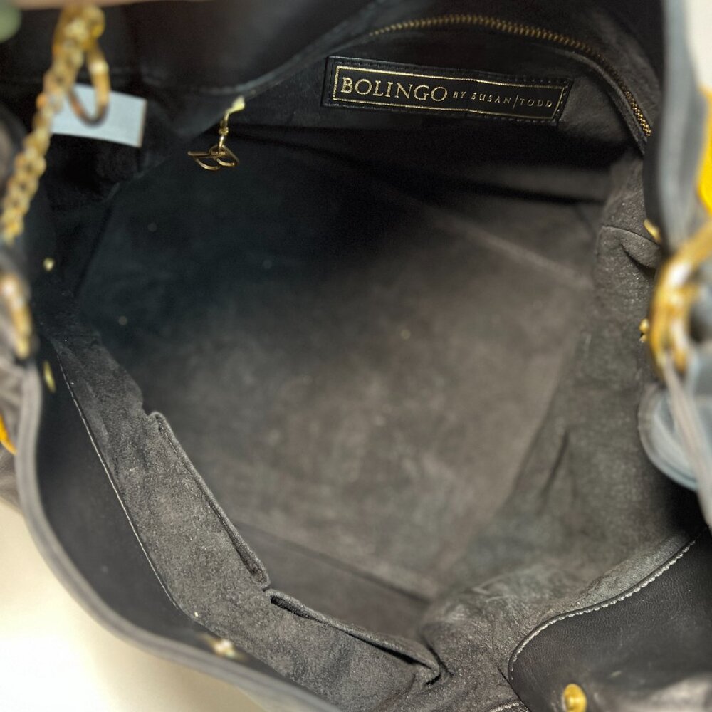 Black leather purse - Bolingo By Susan Todd Bag Yellow and Black 👜 - Picture 2 of 7